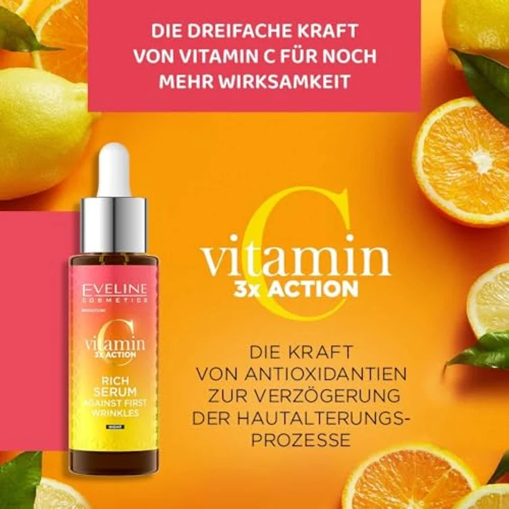 EVELINE Cosmetics Vitamin C 3x Action, 30 ml feuchtigkeitsspendendes, regenerierendes Gesichtsserum für Damen – Bild 2