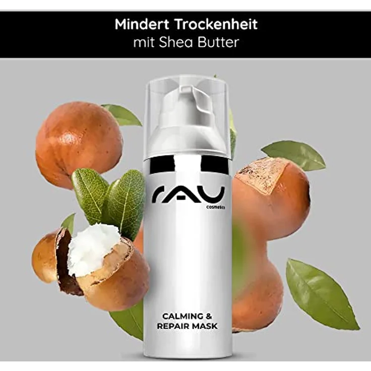 RAU Cosmetics Gesichtsmaske für trockene Haut Calming & Repair Mask 50 ml - Hautmaske - Rückfettend, reizlindernd, beruhigend mit Urea, Aloe Vera, Panthenol - Gesichtsmaske Kosmetik Herren Frauen – Bild 4