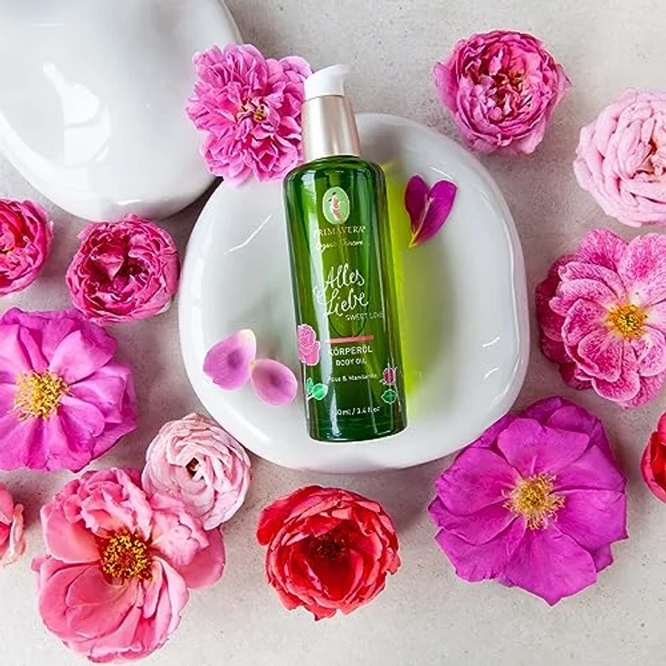 PRIMAVERA Alles Liebe Körperöl 100 ml – Naturkosmetik – Rose, Mandarinen Duft – pflegend, nährend – vegan – Bild 4