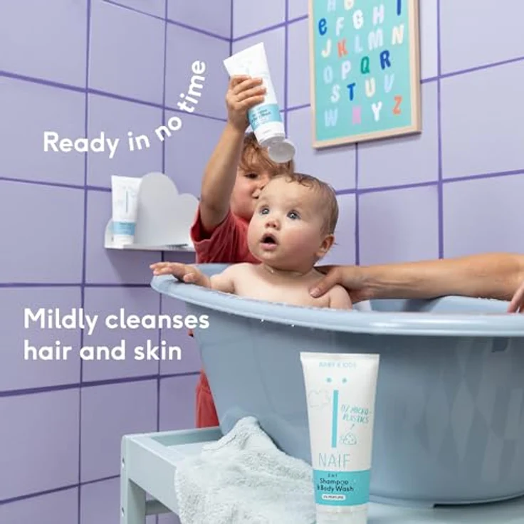 Naïf 2 in 1 Shampoo & Duschgel - Parfümfrei - Ohne SLES, Mikroplastik oder Silikone - Dermatologisch getestet - 200ml – Bild 3