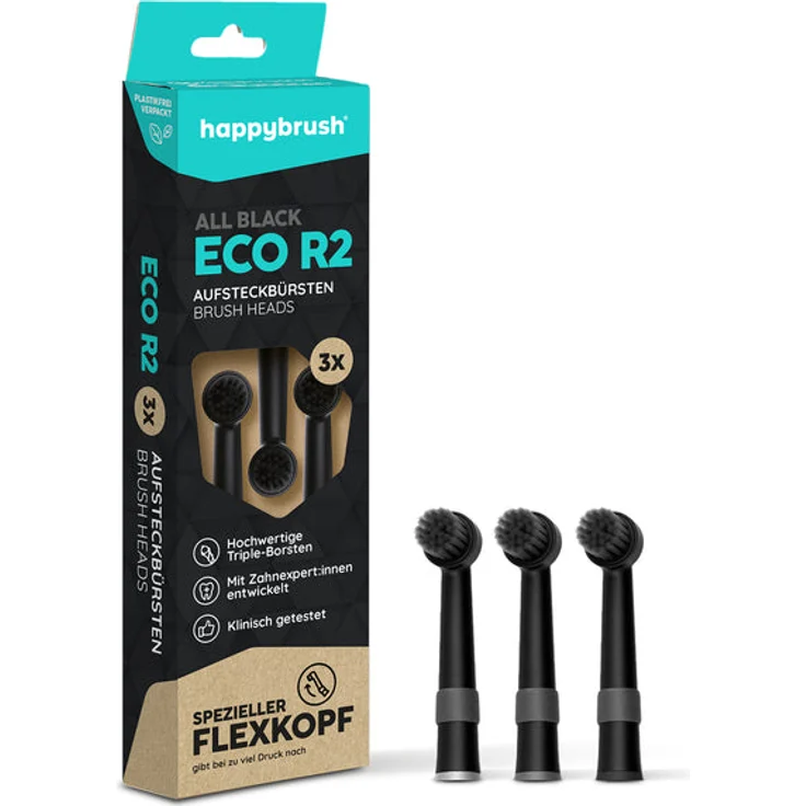 happybrush Aufsteckbürsten R2 | Allblack Set