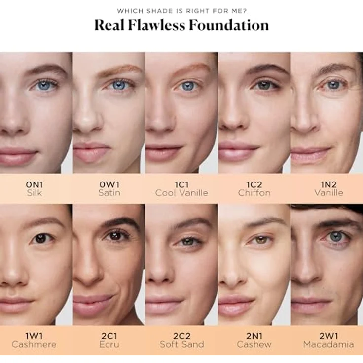 Laura Mercier REAL FLAWLESS FOUNDATION, wasserfeste Foundation mit aufbaubarer Deckkraft, 29 ml, 1W1 Cshmre – Bild 5