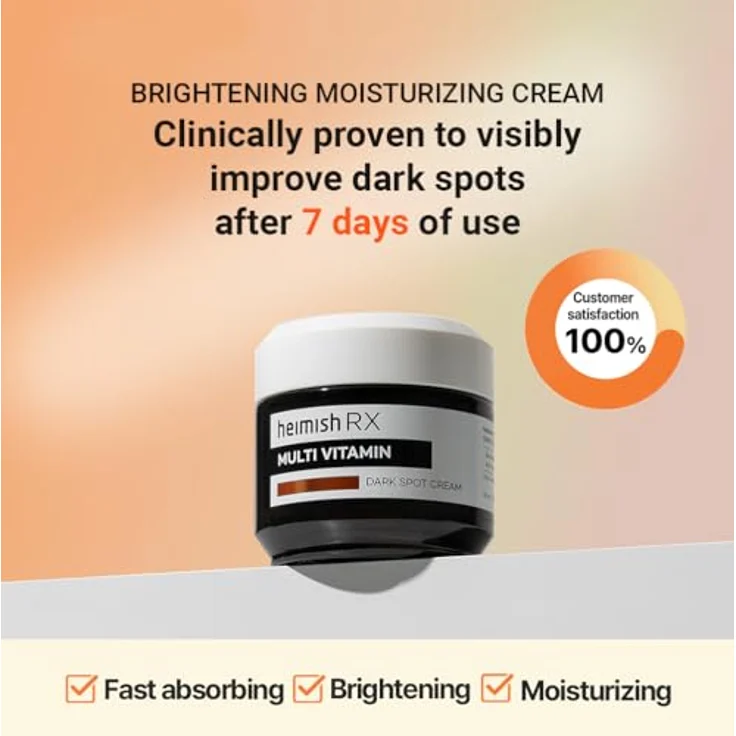 HEIMISH RX Multi-Vitamin Dunkle Flecken Creme – Aufhellende Creme mit Vitamin C, 5% Niacinamid zur Reduzierung von dunklen Flecken und Hyperpigmentierung, 50 ml (1,69 fl. oz) – Bild 2