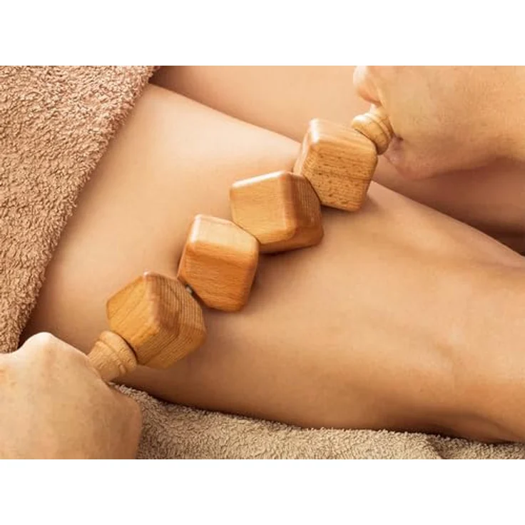 HABYS Holz Massageroller Anticellulite, 40 cm mit 4 rotierenden Buchenholz-Würfeln für Durchblutung & Muskelentspannung – Bild 4