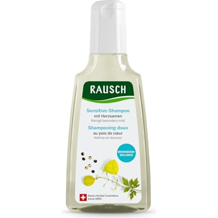 RAUSCH Sensitive-Shampoo mit Herzsamen 200ml – veganes, silikonfreies Shampoo für empfindliche Kopfhaut, hergestellt in der Schweiz – Bild 1