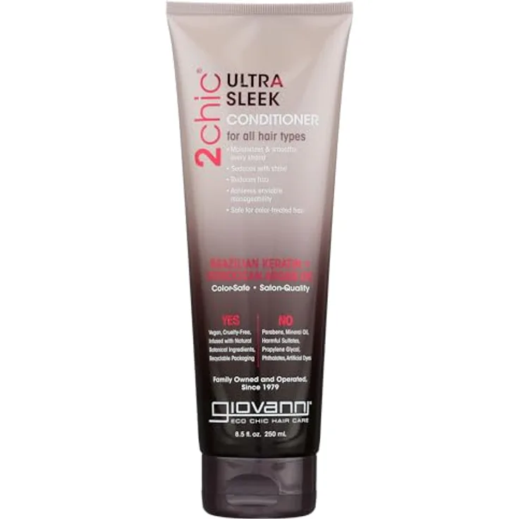 Giovanni 2chic Ultra-Sleek Conditioner, 250ml, mit Keratin und Arganöl für Glätte und Glanz