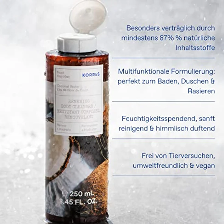 KORRES Cucumber Bamboo Revitalisierendes Duschgel mit aktiv Aloe-Vera, 250 ml, vegan, dermatologisch getestet – Bild 3