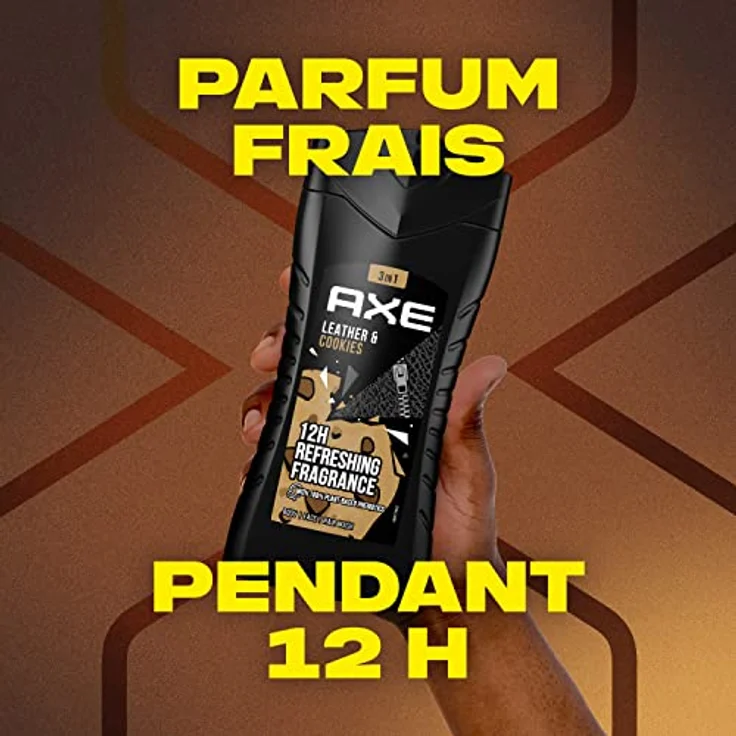 Axe Collision Leather & Cookies 3in1 Duschgel, auf Pflanzenbasis, 12h Schutz vor Körpergeruch, 6er Pack (6x 250 ml) – Bild 3