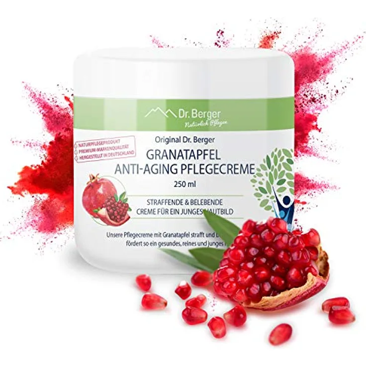 Dr. Berger Granatapfel Anti-Aging-Creme, revitalisierende Gesichtscreme mit Antioxidantien, 250 ml