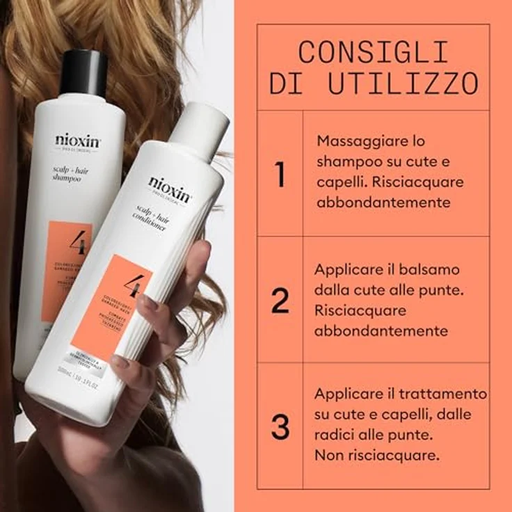 NIOXIN Scalp + Hair Thickening System 4 Triphasisches Kit - Coloriertes/trockenes Haar mit fortschrittlicher Ausdünnung - Shampoo, Conditioner, Behandlung für die Haut (150 + 150 + 40 ml) - BIOTINREICH – Bild 5