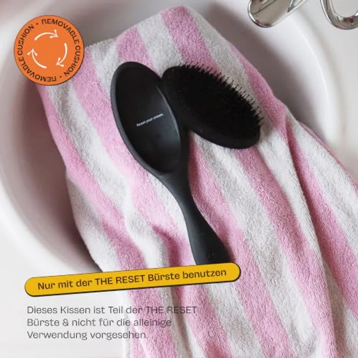 Olivia Garden Club THE RESET CUSHION Detangling & Shine Cushion, schwarze Haarebürste mit Wildschwein- und Nylonborsten, sanftes Entwirren und abnehmbares Gummikissen – Bild 2