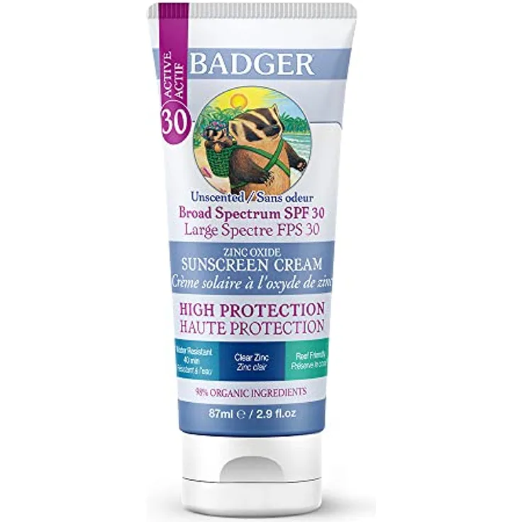 Badger Sun Sonnencreme SPF 30, 87 ml, wasserfest und hautfreundlich, schützt vor UVA- und UVB-Strahlen
