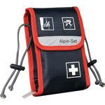 Holthaus Medical Erste-Hilfe-Set Verbandtasche Alpin, Nylon, blau-rot, inklusive Schnellverband, Pflasterstrips und Rettungsdecke, 115 x 40 x 170 mm