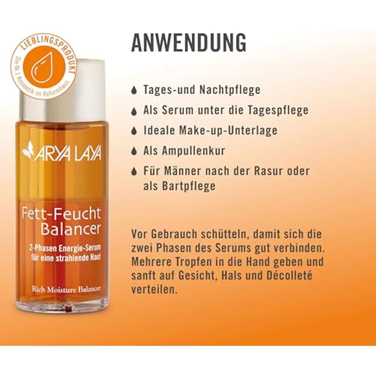 ARYA LAYA Fett-Feucht Balancer Klassiker, 2 x 50 ml – 2-Phasen Energie-Serum für viele Hauttypen, belebend und reichhaltig – Bild 3
