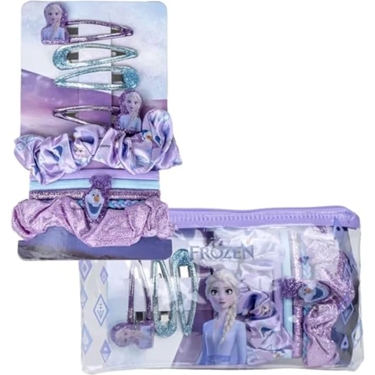 Disney Frozen Haargummi Haarschmuck-Set, Kinder Haarpflege-Accessoires für kreative Frisuren, mit Haarbändern und Clips – Bild 1