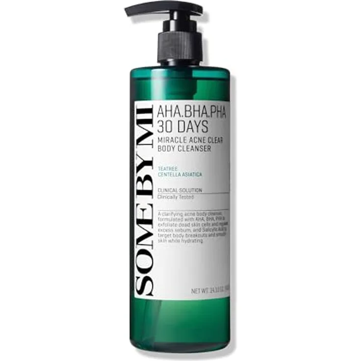 SOME BY MI AHA BHA PHA 30 Tage Miracle Acne Clear Körperreiniger 13,5 oz, 400 ml - täglicher Reiniger für zu Akne neigende Haut - Sanfter Peeling-Effekt