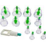 soulima Vakuum-Massager Schröpfen Set, 13-tlg. mit 12x wiederverwendbaren Schröpfgläsern und 1x Vakuum-Pumpe, feuerfrei und ideal für Massage und Schmerztherapie