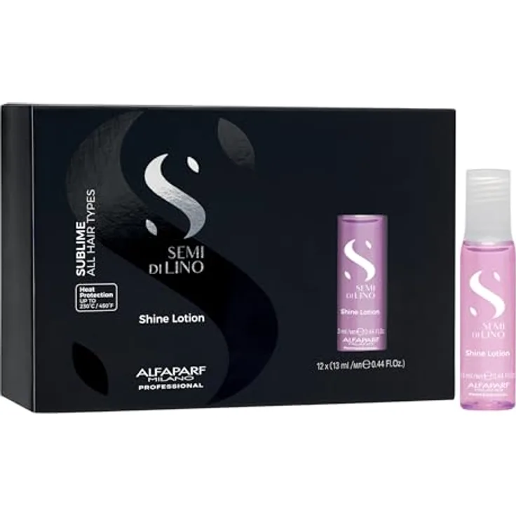 Alfaparf Milano Semi Di Lino Sublime Shine Lotion, 12x13ml, reichhaltige Textur für Halt und Glanz, mit Multivitamin-Komplex und Zitrusduft