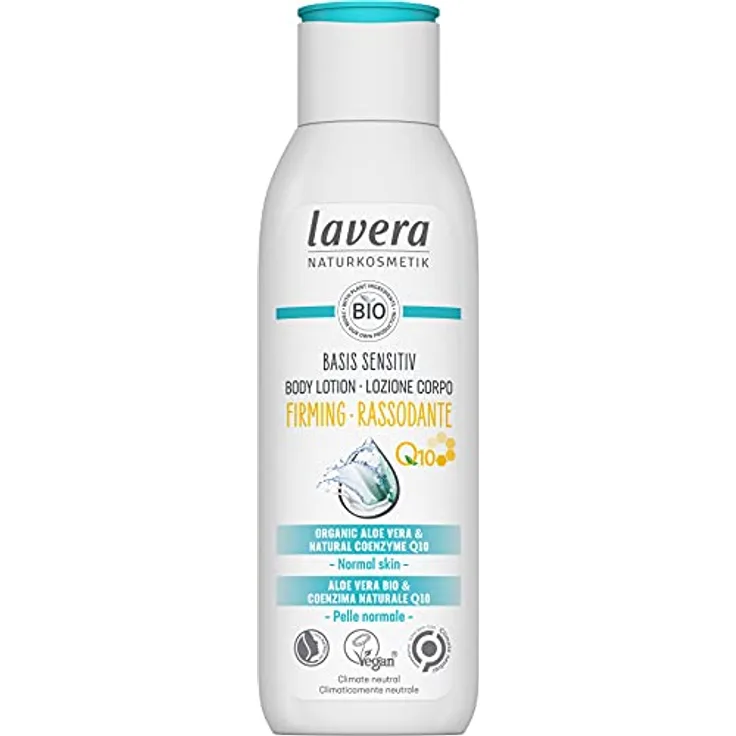 lavera Basis Sensitiv Body Lotion Straffend - mit Bio-Aloe Vera & natürlichem Coenzym Q10 - verbessert die Hautelastizität - Hinterlässt Hautgefühl straffer - Naturkosmetik - vegan - bio (1 x 250ml)