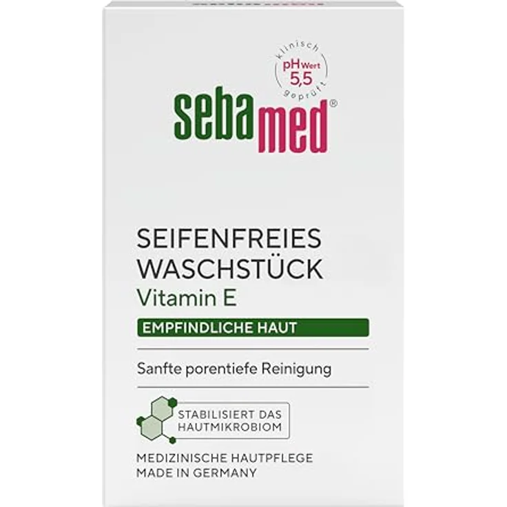 Sebamed seifenfreies Waschstück 100 g, Körperpflege für empfindliche & problematische Haut – Bild 1