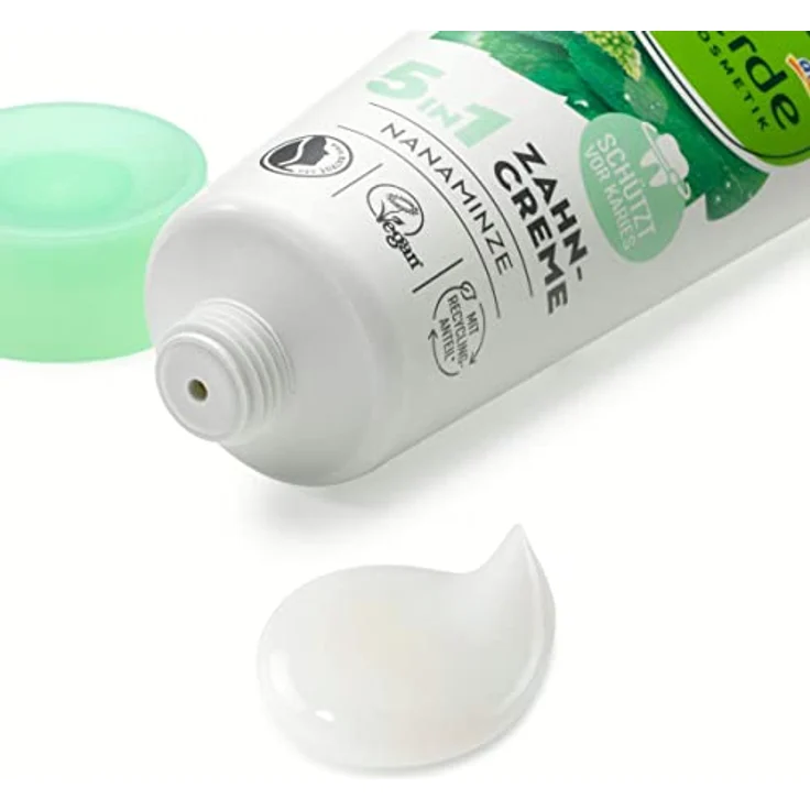 alverde NATURKOSMETIK 5in1 Zahncreme Nanaminze, 4er-Pack Zahncreme (4 x 75 ml), 300 ml – Bild 3