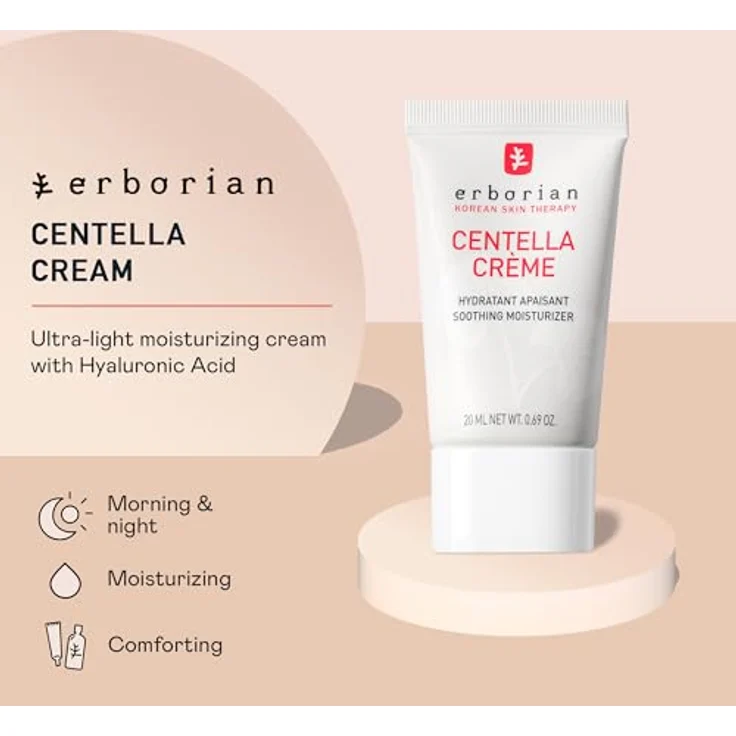 Erborian Centella Cream mit Centella Asiatica und Hyaluronsäure - Beruhigende Feuchtigkeitscreme - Anti-Rötungen - 20 ml - Koreanische Hautpflege – Bild 2