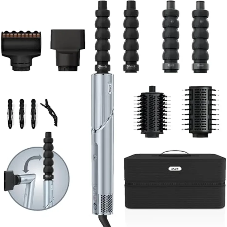 Shark FlexStyle Limited Edition Glacial Blue 6-in-1 Haarstyler und Haartrockner, mit Aufbewahrungsbox und 6 Zubehörteilen [HD476WHEU]