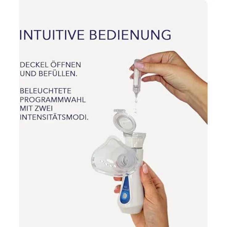 IEA Medical Inhalator & Kochsalzlösung Set, tragbares Inhalationsgerät mit 0,9% NaCl, für Erwachsene & Kinder, inkl. Mundstück und Masken – Bild 4