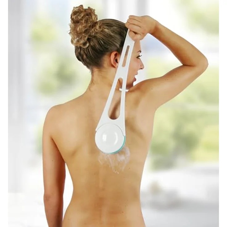 Hydas Rückencremer 2008.5, Massagegerät für müheloses Eincremen, weiß/mint, spülmaschinenfest und ideal für Reisen – Bild 2