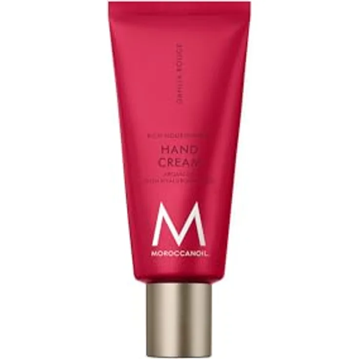 Moroccanoil Hand Cream, Dahlia Rouge, 40 ml - Feuchtigkeitscreme mit Arganöl und Kakao- sowie Sheabutter, Duft von Dahlienblüten und Tuberose, schnell einziehend