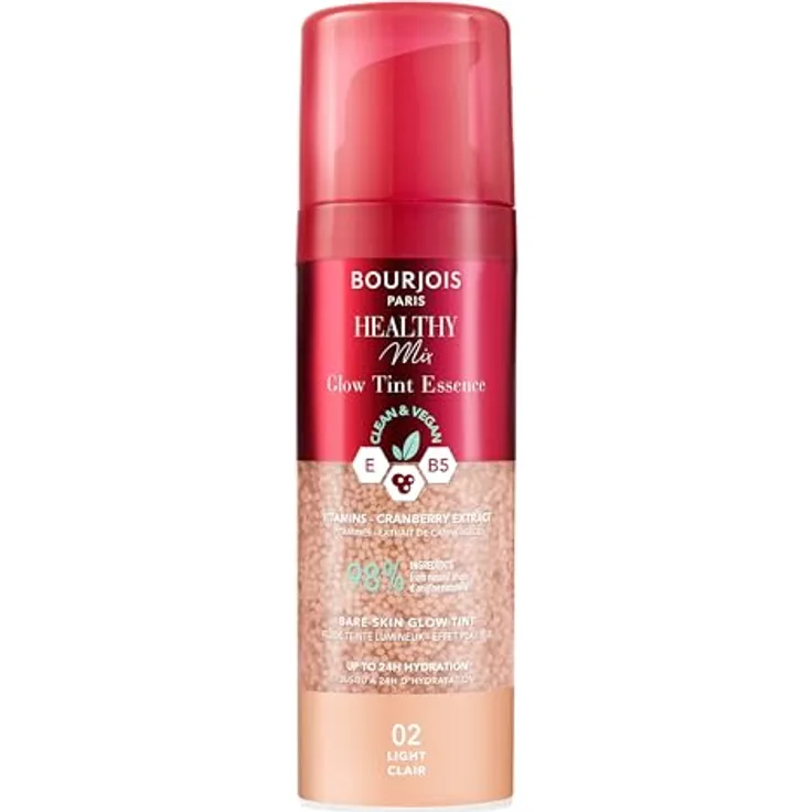 Bourjois Healthy Mix 02 Light, Glow Tint Essence, Filter-Effekt, strahlendes Finish, 30 ml, vegane Formel