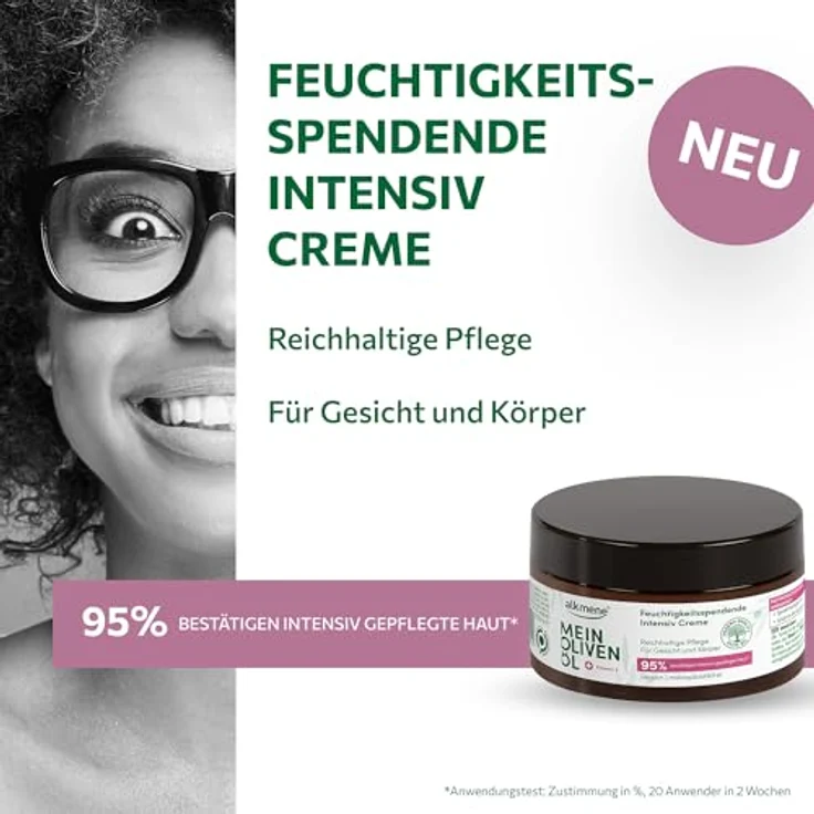 Alkmene Intensiv Hautcreme trockene Haut 200 ml - Vegan, mit Olivenöl, 95% bestätigen gepflegte Haut – Bild 2