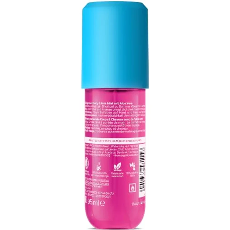 WELEDA Tropical Crush Fragrance Body & Hair Mist Spray, fruchtiger Duft mit Noten von Mango, Ananas und Himbeere, 95 ml, pinke Flasche – Bild 9