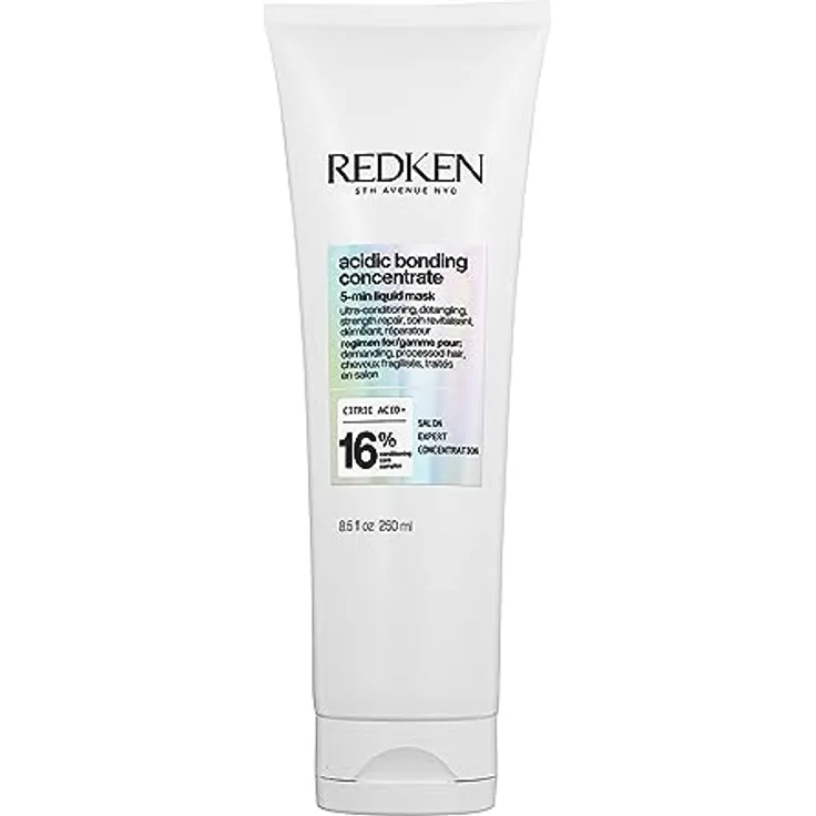 Redken Haarmaske, Pflege-Allrounder mit Zitronensäure und Bonding Care Komplex, Stärkt das Haar und spendet Feuchtigkeit, Vegane Formel, Acidic Bonding Concentrate 5-Min Liquid Mask, 1 x 250 ml