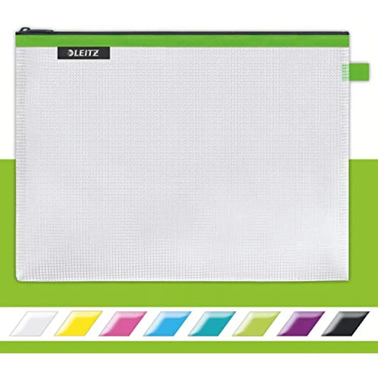 Leitz WOW Reise Zip-Beutel, durchsichtig, Ideal zur Organisation auf Reisen und im Handgepäck, Kosmetiktasche, Groß, 30 x 23 cm, Grün, 40260054