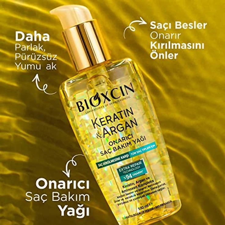BIOXCIN Bioxcin Keratin & Argan Reparierendes Haarpflegeöl 150ml - Tiefenwirksame Pflege für Geschädigtes Haar mit Anti-Frizz Effekt - Für Alle Haartypen – Bild 5