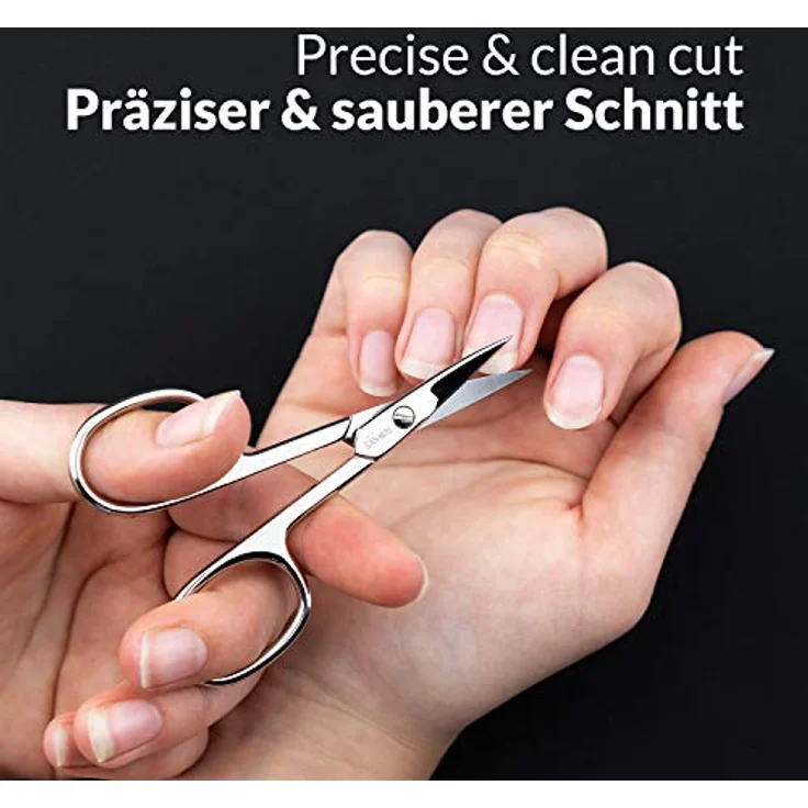 marQus Nagelschere Solingen, Extra scharf mit gebogener Schneide, inklusive Kunstleder-Etui für Fingernägel und Fußnägel – Bild 4