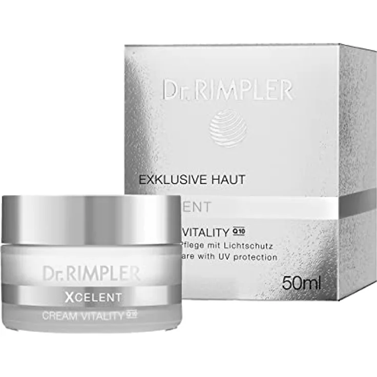 Dr. Rimpler Straffende Gesichtscreme "Xcelent Vitality" mit Q10 I Wirkungsvolle Anti Aging Creme gegen Falten I Gesichtspflege mit Lichtschutz, 50ml