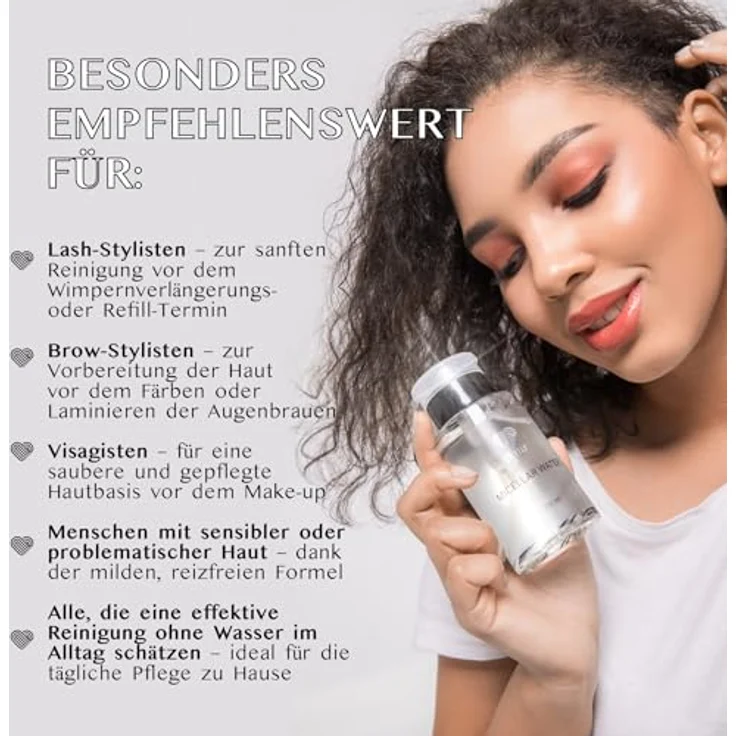 Lovely Mizellenwasser 200 ml, Gesichtsreinigung für Wimpernverlängerung, hypoallergen, mit praktischem Pump-Spender – Bild 7