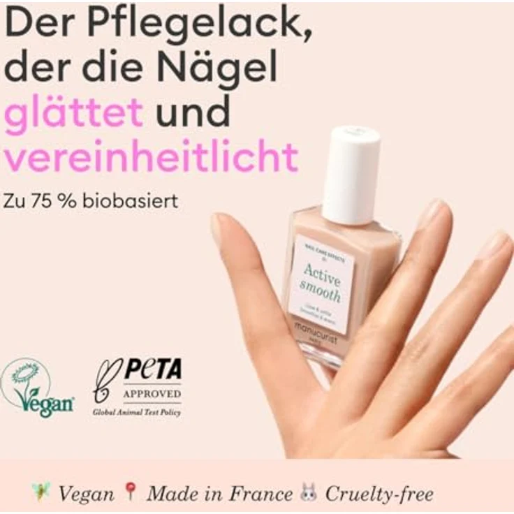 MANUCURIST Active Smooth 01 Nagellack Beige, Reparierende und Glättende Nagelpflege, 75,5% biobasiert, Extra Stark Nagelhärter für brüchige Nägel – Bild 2