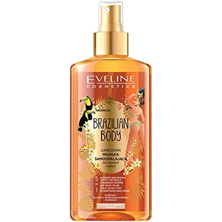 EVELINE COSMETICS Brazilian Body Luxuriöses Selbstbräunungsspray 5in1 für Gesicht & Körper Helle und dunkle Haut Sofortige Wirkung Sieben Tage anhaltende PureTan-Technologie pflanzliche Basis 150 ml – Bild 1