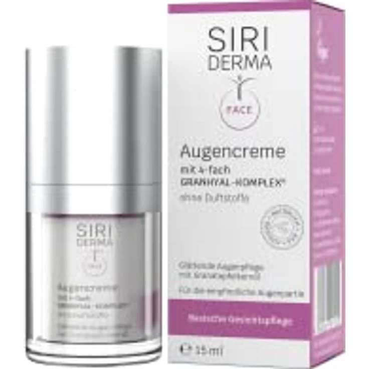 SIRIDERMA Basische Augencreme | Ohne Duftstoffe | 15 ml | Mit Hyaluron | Vegane Augencreme | Bei beanspruchter und sensibler Haut – Bild 1