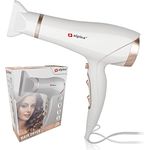 Alpina Haartrockner Föhn Haarföhn, 1900-2300 Watt 3 Heizstufen 2 Geschwindigkeiten, glänzend weiß mit roségoldenen Akzenten