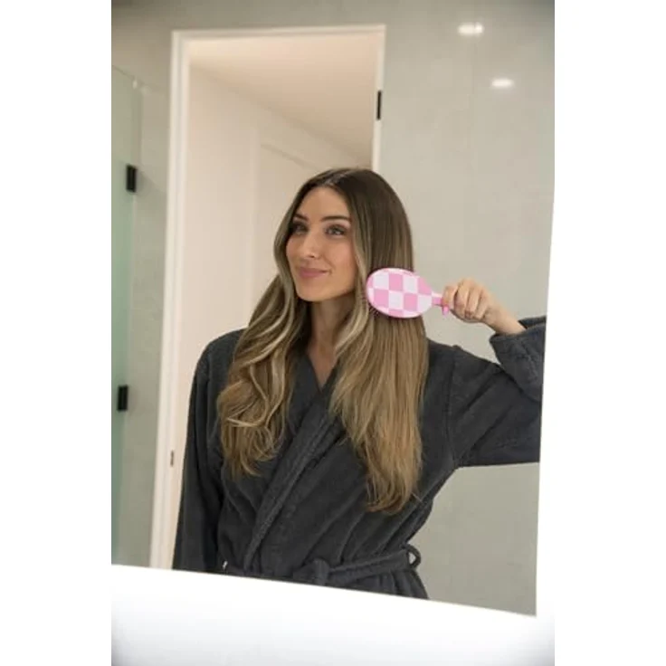 FRAMAR Entwirrbürste, Kariert Rosa, Haarbürste ohne Ziepen für alle Haartypen, zeitsparend und schmerzfrei – Bild 5