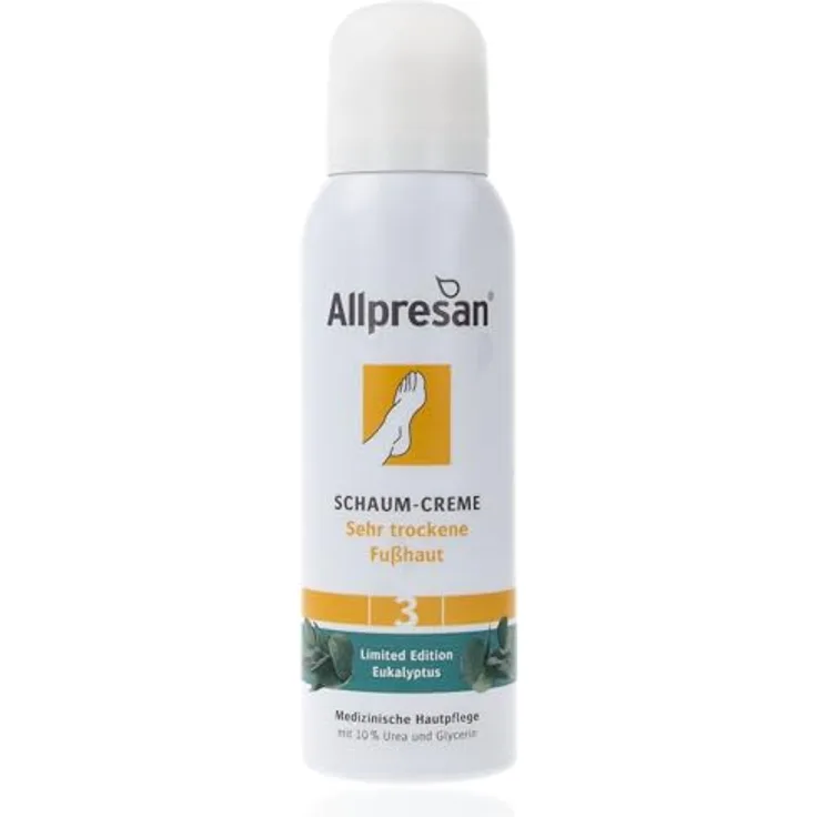 Allpresan Fuß spezial Nr. 3 Schaum-Creme mit Eukalyptus, Fußcreme für sehr trockene Haut mit 10% Urea und biomimetischen Lipiden, 125 ml - Limited Edition