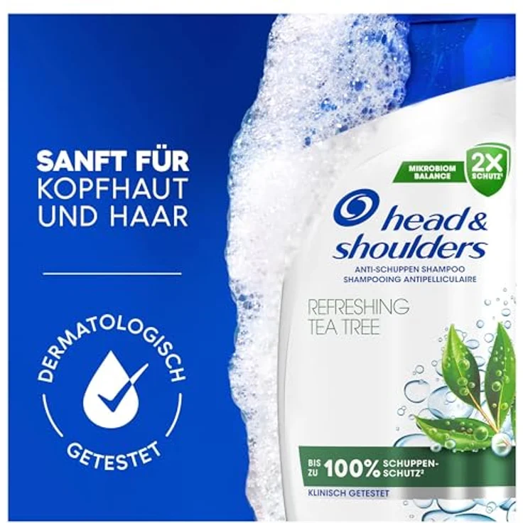 Head & Shoulders Refreshing Tea Tree Anti-Schuppen-Shampoo 300ml - Bis Zu 100% Schuppenschutz, Klinisch Getestet, Sauberes Frischegefühl – Bild 5