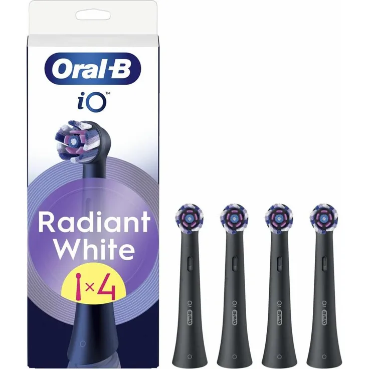 Braun Oral-B iO Radiant White, Ersatzbürsten Zahnpflege für weißere Zähne, 4er Pack mit Polierblättern