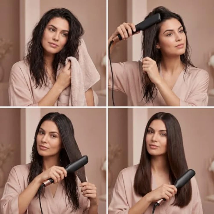 Princess Air Straightener Pro, Warmluft-Glättebürste mit 500 W BLDC-Motor, Temperatur von 25-200 °C, Keramikbeschichtung, Ionentechnologie, 2 Geschwindigkeiten – Bild 3