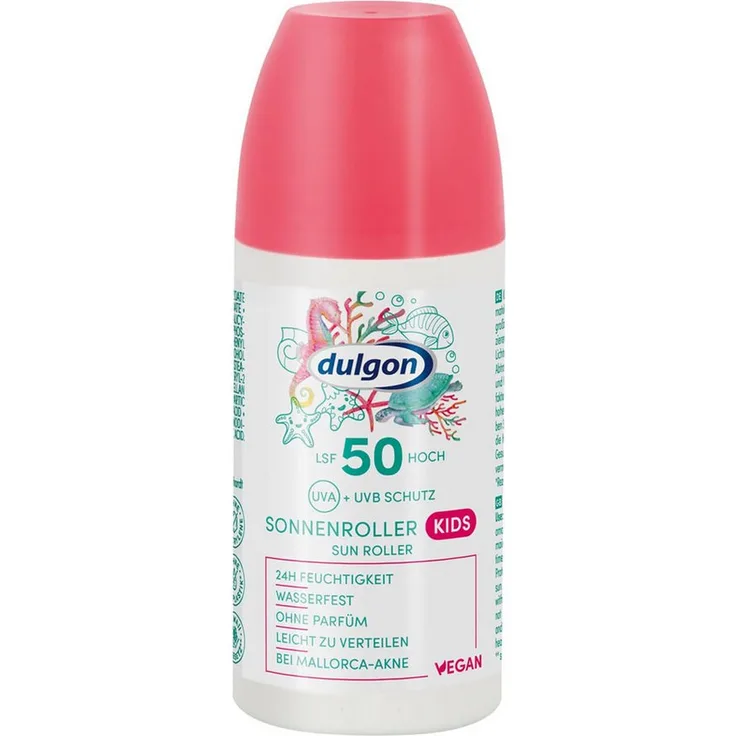 dulgon Kids Sonnenroller LSF 50, 2 x 100 ml, wasserfest und feuchtigkeitsspendend, UVA/UVB Schutz für empfindliche Kinderhaut