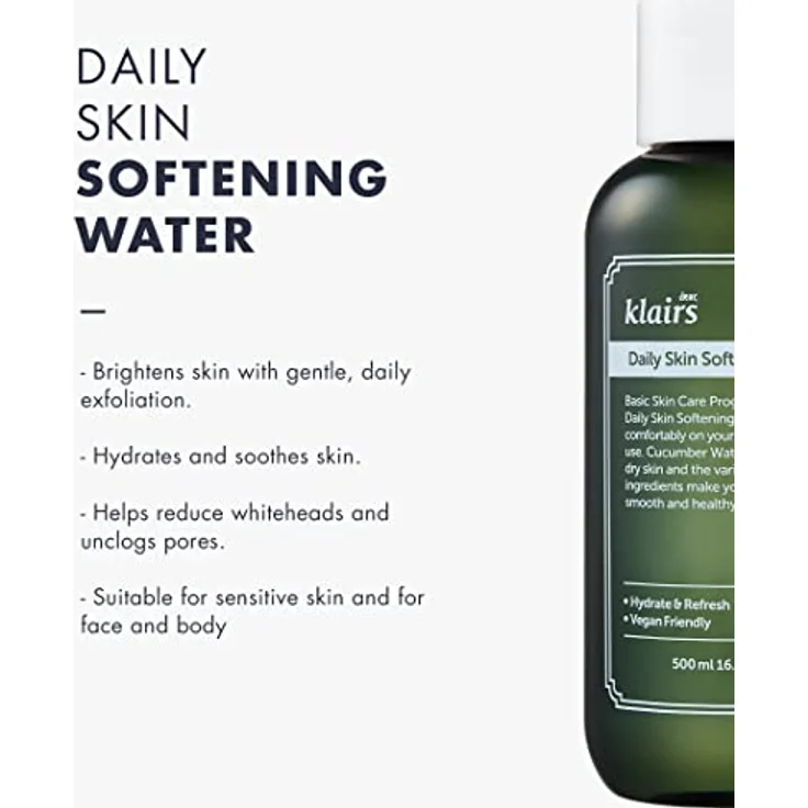 Klairs DAILY SKIN Softening Water 500 ml, sanftes Gesichtswasser für optimale Hautfeuchtigkeit – Bild 4